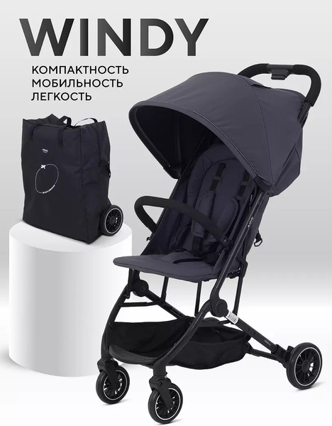 Изображение товара Детская прогулочная коляска MOWbaby Windy / MB202 (Graphite)