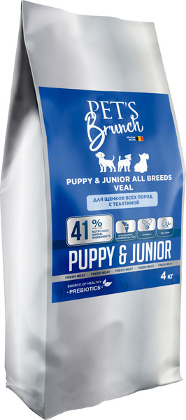 Изображение товара Сухой корм для собак Pet's Brunch Junior Veal с телятиной (4кг)