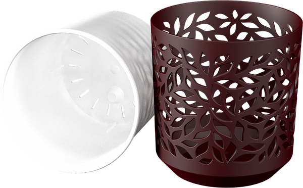 Изображение товара Кашпо La Decoro Leaves КШ-9827 (бордо/белый)