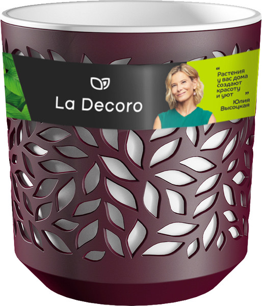 Изображение товара Кашпо La Decoro Leaves КШ-9827 (бордо/белый)