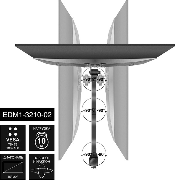 Изображение товара Кронштейн для монитора ExeGate EDM1-3210-02 (EX297360RUS)