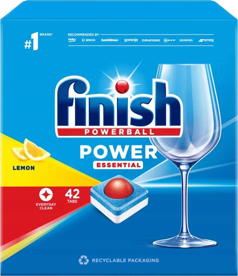 Изображение товара Таблетки для посудомоечных машин Finish Powerball Power Essential Лимон (42шт)