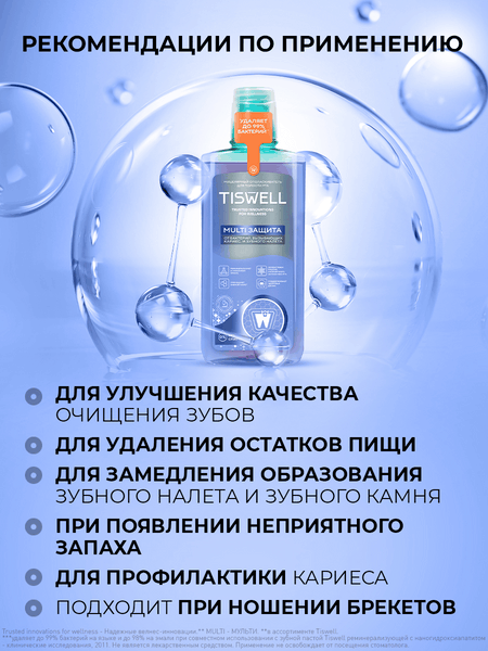 Изображение товара Ополаскиватель для полости рта Tiswell Мицеллярная защита от бактерий и налета (500мл)