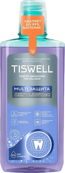 Изображение товара Ополаскиватель для полости рта Tiswell Мицеллярная защита от бактерий и налета (500мл)