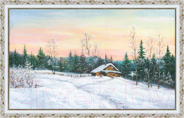Изображение товара Картина Декарт Зимний хуторок 8Л1492 (в раме)