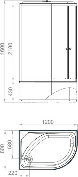 Изображение товара Душевая кабина Domani-Spa Delight Slim 128 High L 120x80 / DS01DS128LHBT00