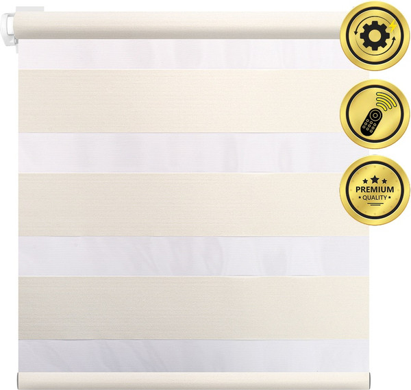 Изображение товара Рулонная электроштора НеоФьюжен Юпитер 180х250 левая (слоновая кость, белая фурнитура)