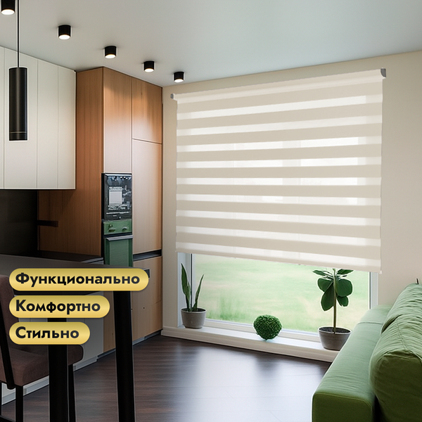 Изображение товара Рулонная электроштора НеоФьюжен Юпитер 100х250 левая (слоновая кость, черная фурнитура)