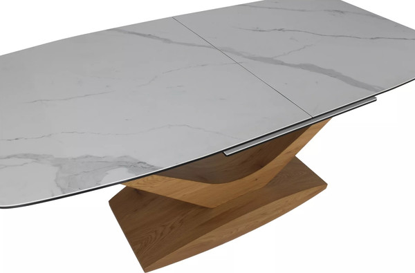 Изображение товара Обеденный стол Signal Dolce Ceramic Statuario Venato 180-240x95x76 (белый/дуб)