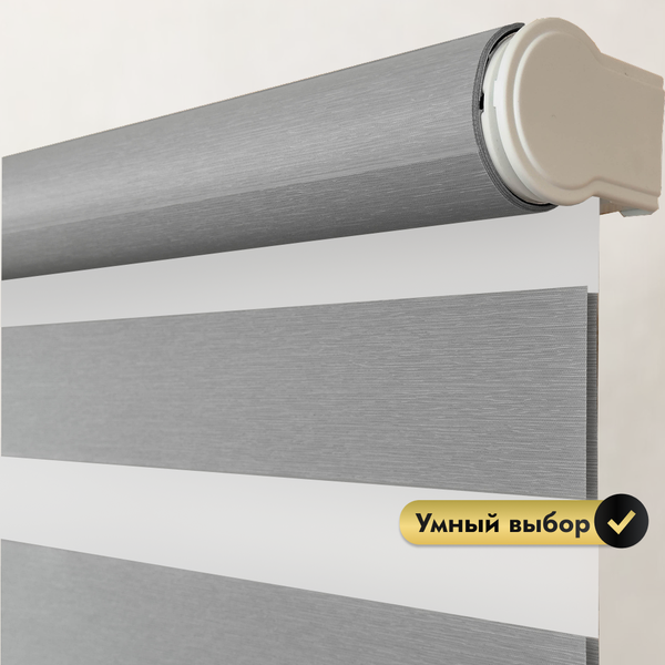 Изображение товара Рулонная электроштора НеоФьюжен Юпитер 120х250 правая (светло-серый, белая фурнитура)