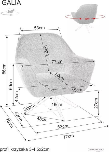 Изображение товара Кресло мягкое Signal Galia (Brego бежевый/черный)