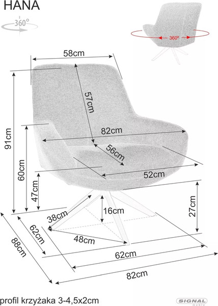 Изображение товара Кресло мягкое Signal Hana (Brego бежевый/черный)