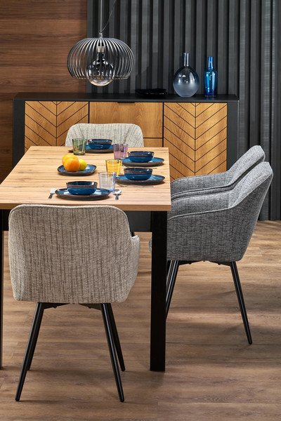 Изображение товара Обеденный стол Halmar Qubik 80-200x80x76 (дуб артизан/черный)