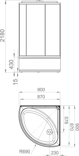 Изображение товара Душевая кабина Domani-Spa Simple 99 High 90x90 / DS01Sm99HWCl00-V1.2