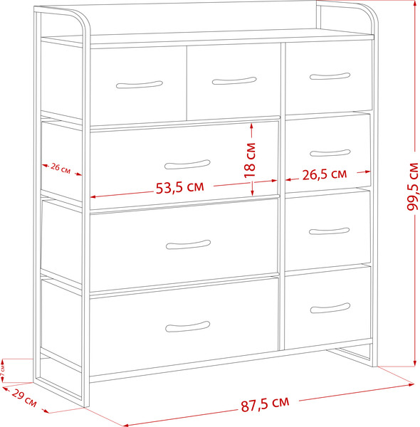 Изображение товара Комод Импэкс Leset Ноа 9 ящиков (коричневый/бежевый)