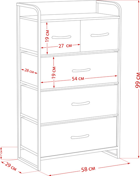 Изображение товара Комод Импэкс Leset Ноа 5 ящиков (черный/темно-серый)