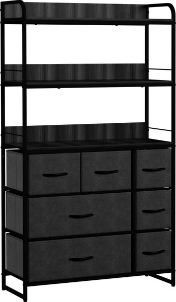 Изображение товара Тумба Импэкс Leset Ноа с полками 7 ящиков (черный/темно-серый)