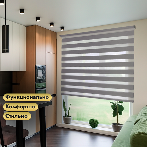 Изображение товара Рулонная электроштора НеоФьюжен Юпитер 100х250 левая (светло-серый, черная фурнитура)