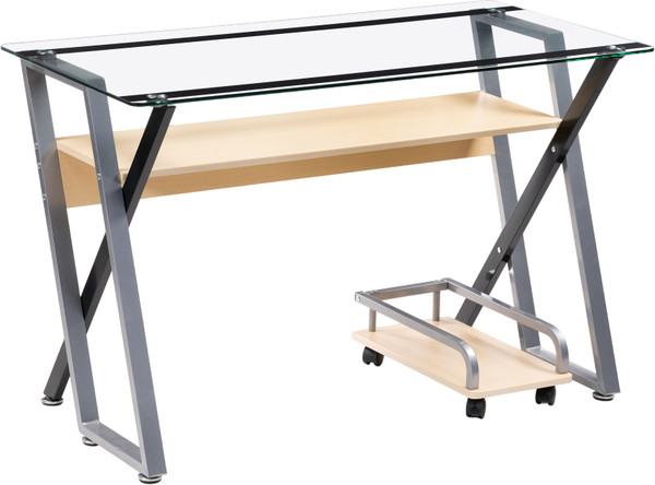 Изображение товара Компьютерный стол Woodville Gunar / 11976 (Silver Gray/Clear Glass)