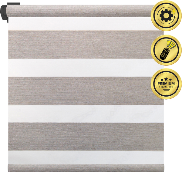 Изображение товара Рулонная электроштора НеоФьюжен Юпитер 120х250 левая (светло-серый, черная фурнитура)