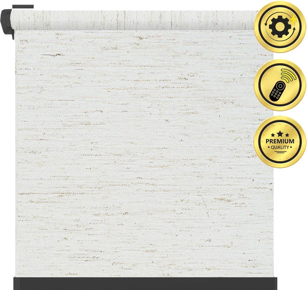 Изображение товара Рулонная электроштора НеоФьюжен Оливия 140х250 правая (лен, черная фурнитура)