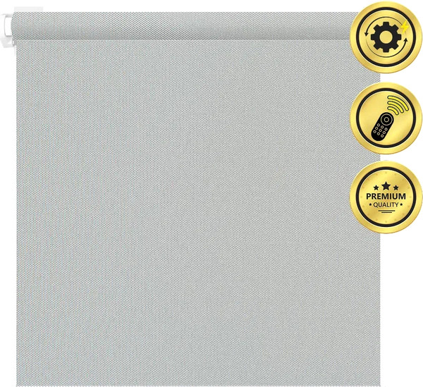 Изображение товара Рулонная электроштора НеоФьюжен Оливия 120х250 левая (серый, белая фурнитура)