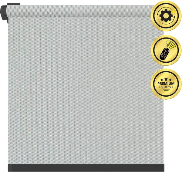 Изображение товара Рулонная электроштора НеоФьюжен Оливия 260х250 левая (серый, черная фурнитура)