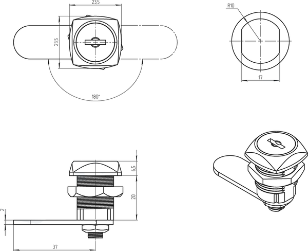 Изображение товара Замок почтовый Eurolock HS 20x18.5x180