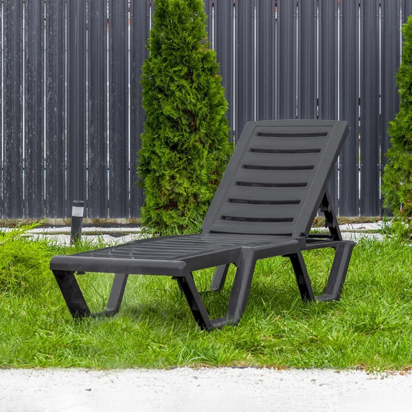 Изображение товара Шезлонг Ellastik Plast Атлант 184x62x33 (графит)