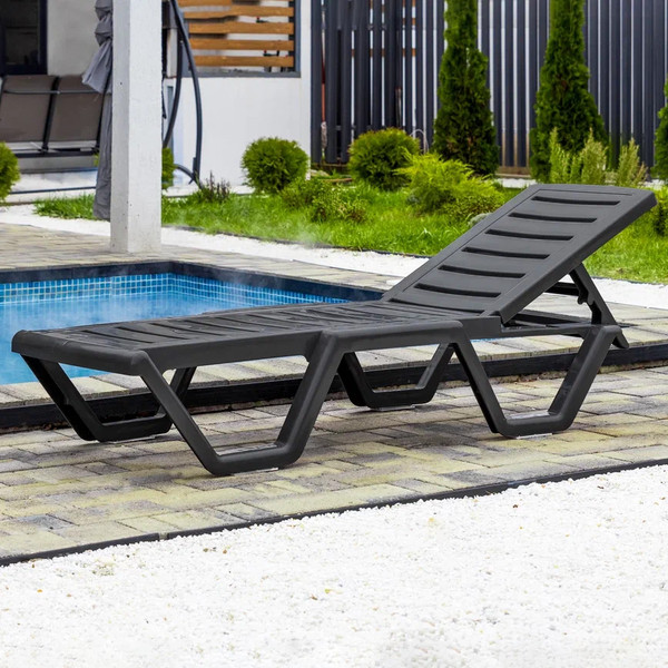 Изображение товара Шезлонг Ellastik Plast Атлант 184x62x33 (графит)