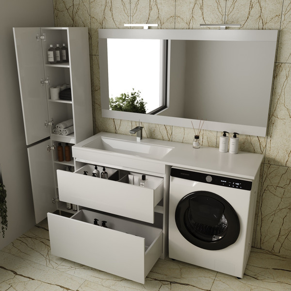 Изображение товара Тумба под умывальник Symbolite Даллас 150 Люкс Plus 2 ящика (белый)