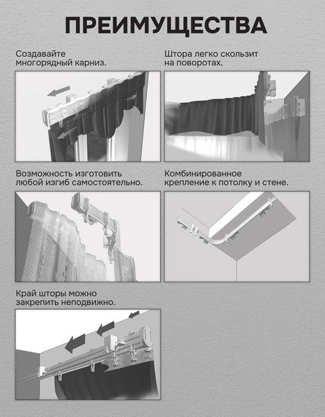 Изображение товара Карниз для штор Эскар Гибкий / 4404301000 (10м, черный)