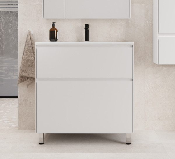 Изображение товара Тумба под умывальник Symbolite Лима 80 Line Plus 2 ящика (белый матовый)