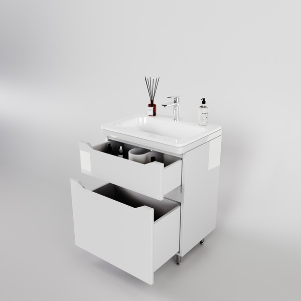 Изображение товара Тумба под умывальник Symbolite Марелла 60 Люкс Plus 2 ящика (белый глянец)