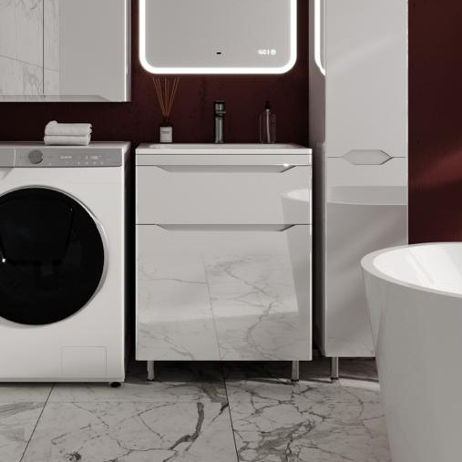 Изображение товара Тумба под умывальник Symbolite Марелла 60 Люкс Plus 2 ящика (белый глянец)