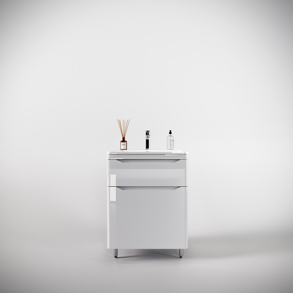 Изображение товара Тумба под умывальник Symbolite Марелла 60 Люкс Plus 2 ящика (белый глянец)