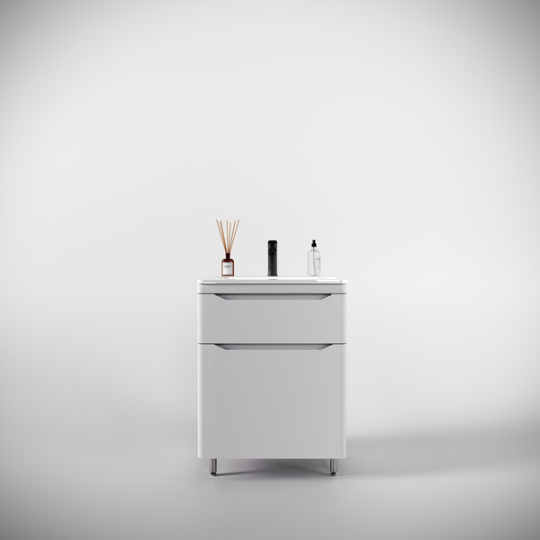 Изображение товара Тумба под умывальник Symbolite Марелла 60 Люкс Plus 2 ящика (белый матовый)