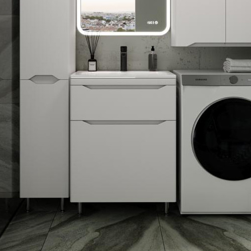 Изображение товара Тумба под умывальник Symbolite Марелла 60 Люкс Plus 2 ящика (белый матовый)