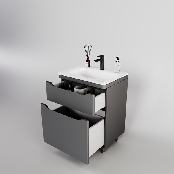 Изображение товара Тумба под умывальник Symbolite Марелла 60 Люкс Plus 2 ящика (серый)