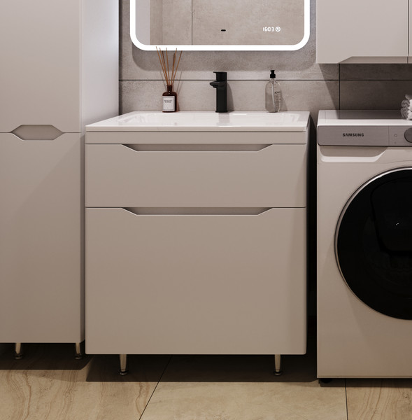 Изображение товара Тумба под умывальник Symbolite Марелла 70 Люкс Plus 2 ящика (белый матовый)