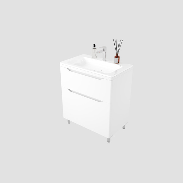 Изображение товара Тумба под умывальник Symbolite Марелла 70 Люкс Plus 2 ящика (белый матовый)