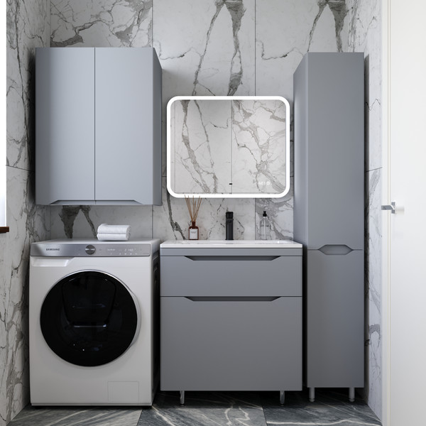 Изображение товара Тумба под умывальник Symbolite Марелла 70 Люкс Plus 2 ящика (серый)