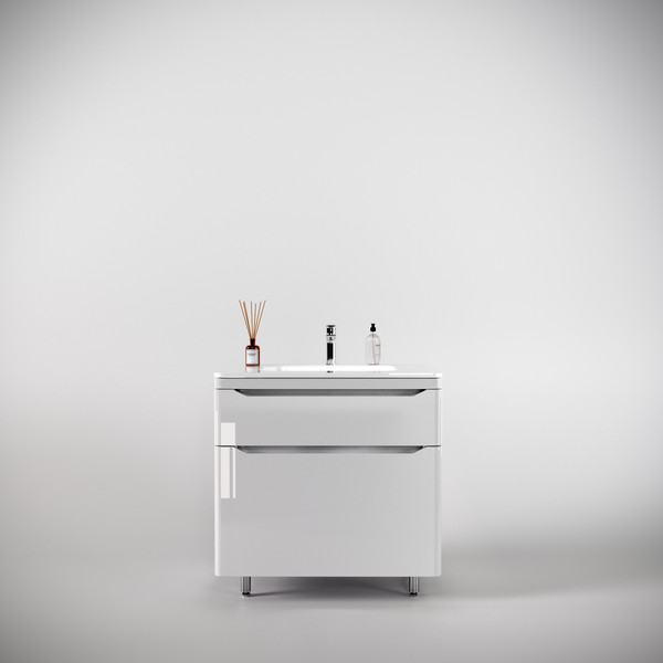 Изображение товара Тумба под умывальник Symbolite Марелла 80 Люкс Plus 2 ящика (белый глянец)