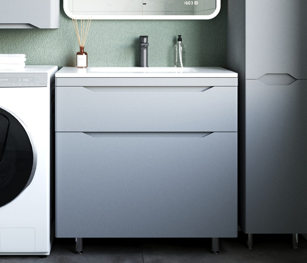 Изображение товара Тумба под умывальник Symbolite Марелла 80 Люкс Plus 2 ящика (серый)