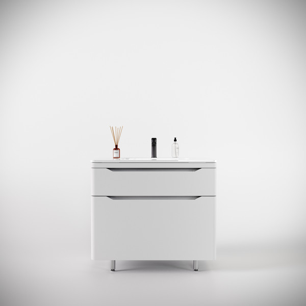 Изображение товара Тумба под умывальник Symbolite Марелла 90 Люкс Plus 2 ящика (белый матовый)