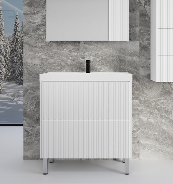 Изображение товара Тумба под умывальник Symbolite Стокгольм 70 Classic Push 2 ящика (белый рифленый софт)