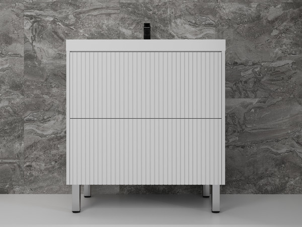 Изображение товара Тумба под умывальник Symbolite Стокгольм 80 Classic Push 2 ящика (белый рифленый софт)