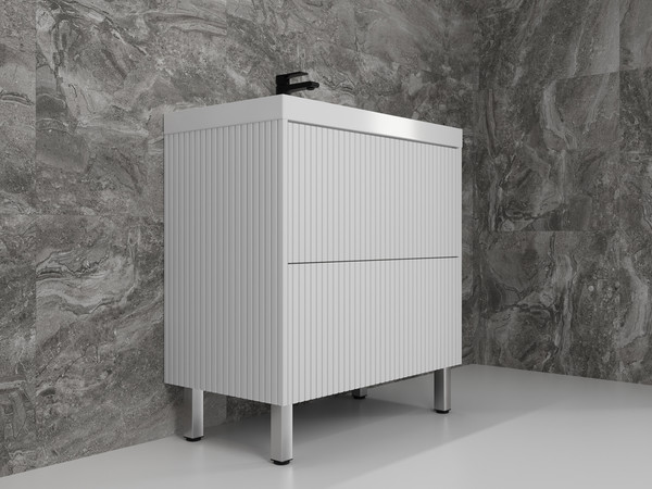 Изображение товара Тумба под умывальник Symbolite Стокгольм 80 Classic Push 2 ящика (белый рифленый софт)