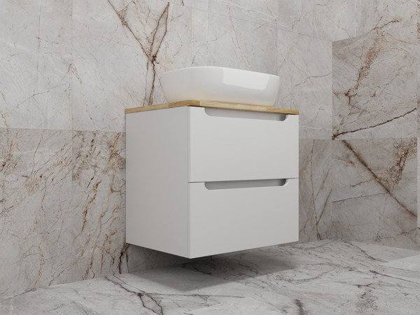 Изображение товара Тумба под умывальник Symbolite Бали 60 2 ящика со столешницей (подвесная, белый софт)