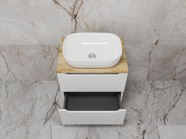 Изображение товара Тумба под умывальник Symbolite Бали 60 2 ящика со столешницей (подвесная, белый софт)